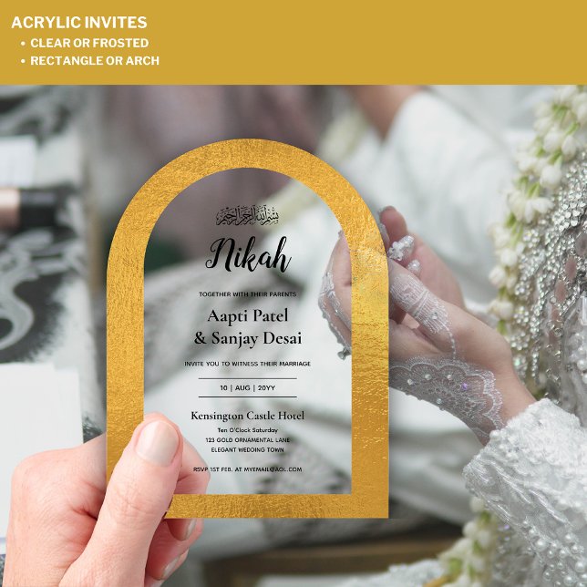 Invitaciones Acrílicas BODA islámico islámico elegante del Arco de Oro AC (Subido por el creador)