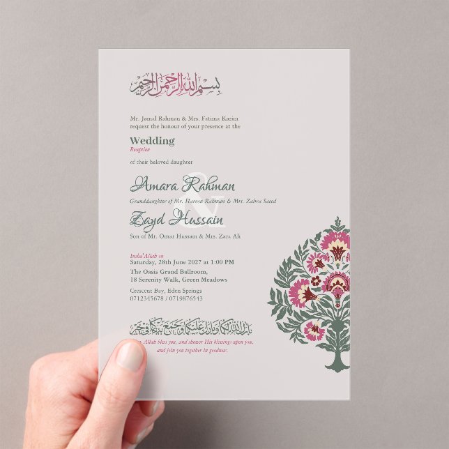 Invitaciones Acrílicas Boda islámico moderno y translúcido de gris suave (Insitu (portátil))