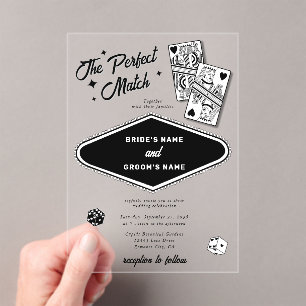 Invitaciones Acrílicas Boda Las Vegas Destino Perfecto Coincidencia Negro