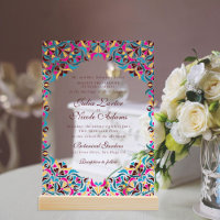 Boda Mandala Floral Caprichosa Azul Magenta