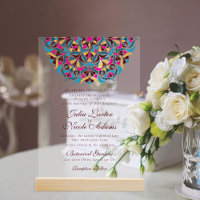 Boda Mandala Floral Caprichosa Azul Magenta