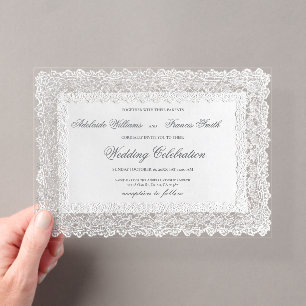 Invitaciones Acrílicas boda marco de encaje