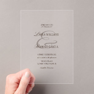 Invitaciones Acrílicas Boda Marrón Café Old Money