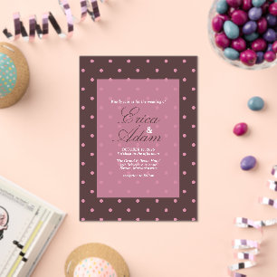 Invitaciones Acrílicas Boda Marrón y Rosado Patrón de Lunares Boho