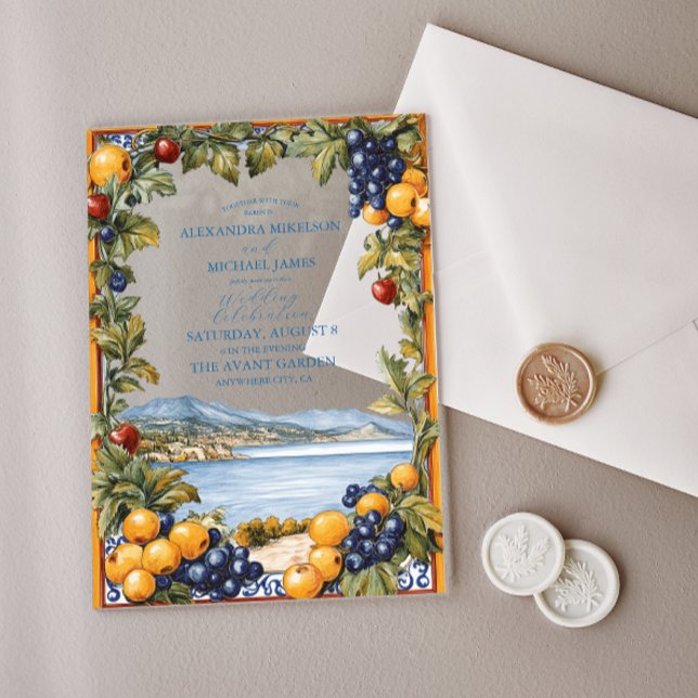 Invitaciones Acrílicas Boda mediterráneo ilustrado (Subido por el creador)