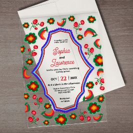 Invitaciones Acrílicas Boda mexicana elegante vibrante colorida