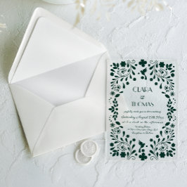Invitaciones Acrílicas Boda Mexicana Talavera Verde