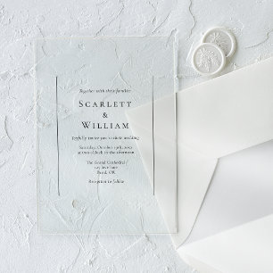 Invitaciones Acrílicas Boda Mínima Tradicional Simple