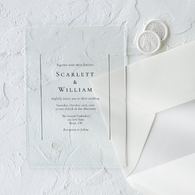 Invitaciones Acrílicas Boda Mínima Tradicional Simple (Subido por el creador)