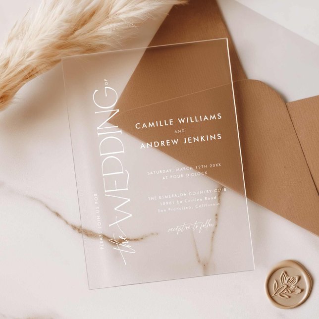 Invitaciones Acrílicas Boda Minimal Moderna Elegante (Modern Wedding Clear Acrylic Invitation)