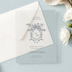 Invitaciones Acrílicas Boda Minimalista Adorno de Cresta Elegante Barroco
