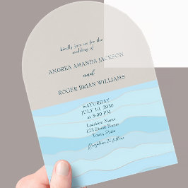Invitaciones Acrílicas Boda Minimalista Aqua Azul
