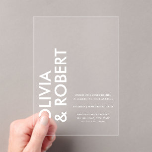 Invitaciones Acrílicas Boda Minimalista audaz moderno