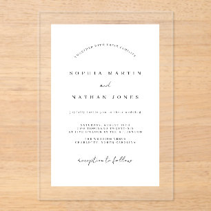 Invitaciones Acrílicas Boda Minimalista Blanca Moderna Transparente