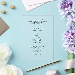 Invitaciones Acrílicas Boda Minimalista Blanco y Negro con Nombres de Amb