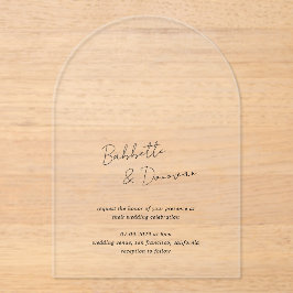 Invitaciones Acrílicas Boda Minimalista blanco y negro moderno