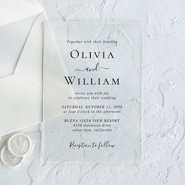 Invitaciones Acrílicas Boda Minimalista blanco y negro simple (Make your wedding unforgettable with stunning acrylic invitations—modern, elegant, unique!)