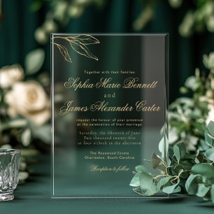 Invitaciones Acrílicas Boda minimalista botánica elegante con lámina de o
