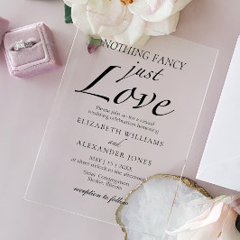 Invitaciones Acrílicas Boda minimalista con guión Nada elegante, solo amo