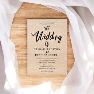 Invitaciones Acrílicas Boda Minimalista de caligrafía de pincel