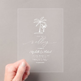 Invitaciones Acrílicas Boda Minimalista de Chic Costero con Palma