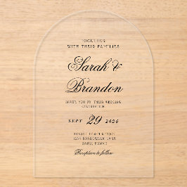 Invitaciones Acrílicas Boda Minimalista de Color Sólido Cálido con Letra
