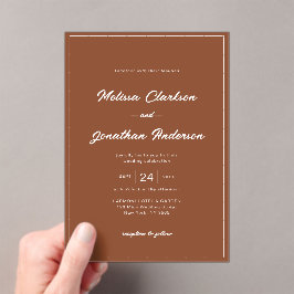 Invitaciones Acrílicas Boda minimalista de la Terracota Rústica