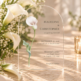 Invitaciones Acrílicas Boda Minimalista Elegante con Lirio de Calla
