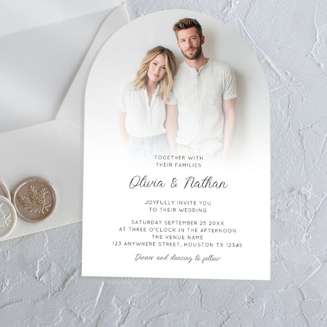Invitaciones Acrílicas Boda minimalista elegante de fotografía superpuest (Closer view)