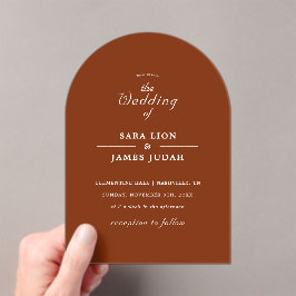 Invitaciones Acrílicas Boda Minimalista Elegante de Terracota