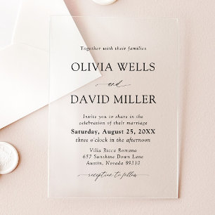 Invitaciones Acrílicas Boda minimalista en negro y blanco con arco modern
