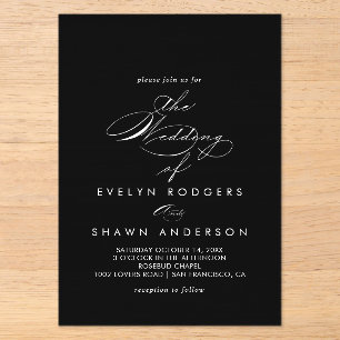 Invitaciones Acrílicas Boda minimalista española negra