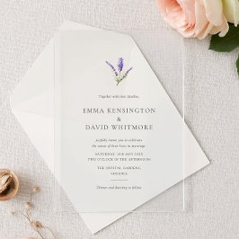 Invitaciones Acrílicas Boda Minimalista Flor de Lavanda Elegante