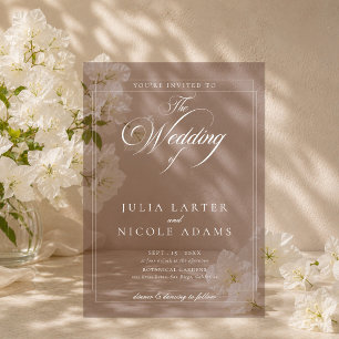 Invitaciones Acrílicas Boda minimalista marrón marfil clásico