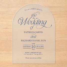 Invitaciones Acrílicas Boda Minimalista Moderna Azul Arco Elegante