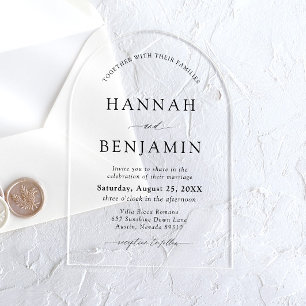 Invitaciones Acrílicas Boda Minimalista Moderna en Negro y Blanco