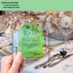 Invitaciones Acrílicas Boda Minimalista Moderna en Verde Lima Acrílico