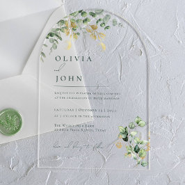 Invitaciones Acrílicas Boda Minimalista Moderna y Elegante de Eucalipto