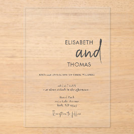 Invitaciones Acrílicas Boda minimalista moderno y elegante
