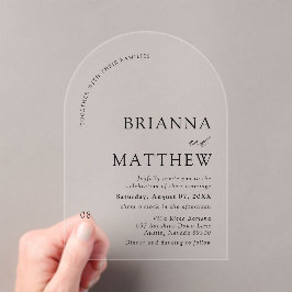 Invitaciones Acrílicas Boda Minimalista negro y blanco moderno de Arch