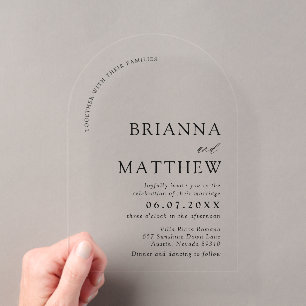 Invitaciones Acrílicas Boda Minimalista negro y blanco moderno de Arch