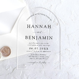 Invitaciones Acrílicas Boda Minimalista negro y blanco moderno de Arch