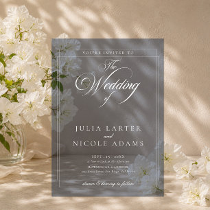 Invitaciones Acrílicas Boda Minimalista Sencilla Clásica Marfil Azul