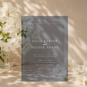 Invitaciones Acrílicas Boda Minimalista Sencilla Clásica Marfil Azul