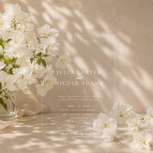 Invitaciones Acrílicas Boda minimalista simple clásica marfil negro