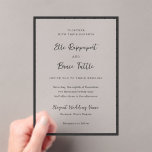 Invitaciones Acrílicas Boda Minimalista Tipografía Moderna<br><div class="desc">Este diseño es parte de una suite de invitaciones de boda minimalistas atemporales que presentan una tipografía de escritura elegante combinada con una fuente serif clásica en negro y blanco suave. Este diseño moderno abraza la simplicidad con un diseño refinado, perfecto para parejas que buscan sofisticación discreta. Ideal para bodas...</div>