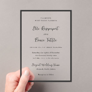 Invitaciones Acrílicas Boda Minimalista Tipografía Moderna