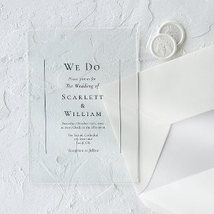 Invitaciones Acrílicas Boda Minimalista Tradicional Simple Nosotros Hacem