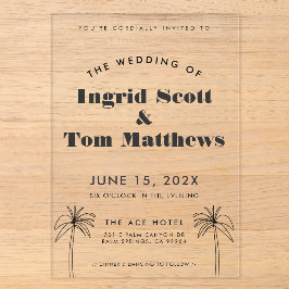 Invitaciones Acrílicas Boda Minimalista Tropical