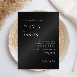 Invitaciones Acrílicas Boda mínimo moderno en blanco y negro